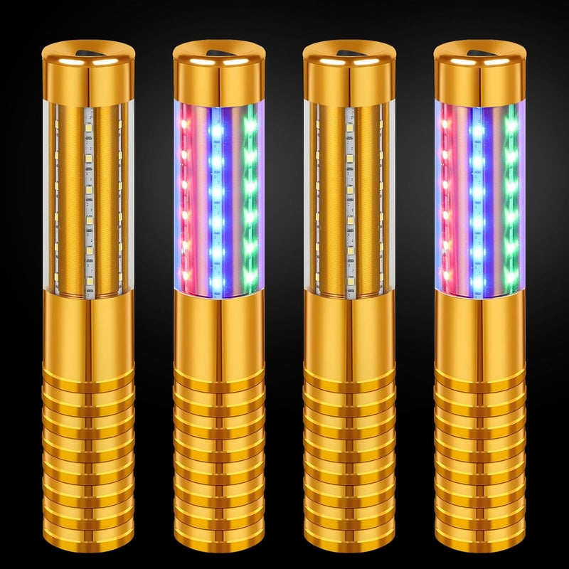 TTLYUGN 4 قطع ضوء باتون LED ستروب RGB قابل لإعادة الشحن لخدمة الزجاجات عصي الألعاب النارية القابلة لإعادة الاستخدام لزجاجة الشمبانيا محمولة للاستخدام في النادي المسرحي حفلة نادي ليلي حدث بار خارجي - ذهبي - Image 1